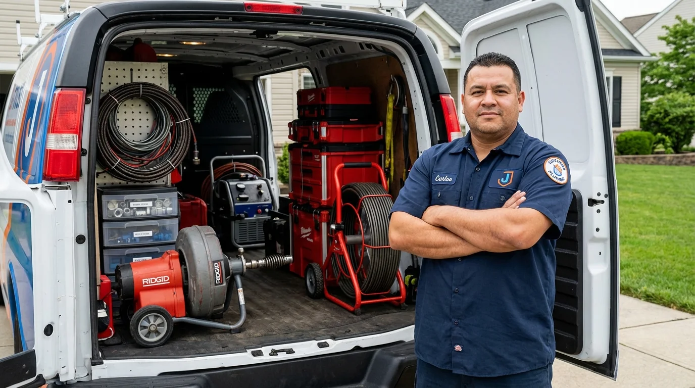 Professional drain cleaning equipment and Johns Plumbing LLC plumber in Haw River