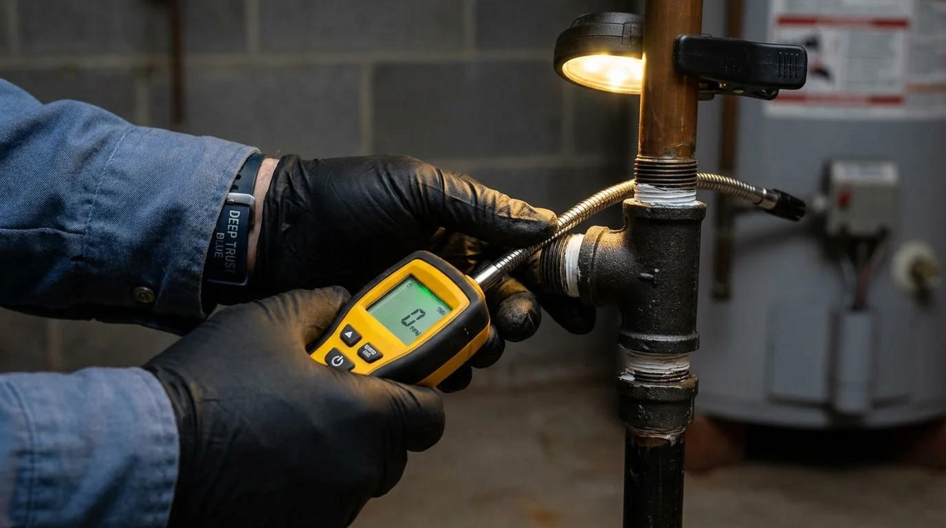 Gas leak detection with electronic sniffer by Johns Plumbing LLC in Haw River