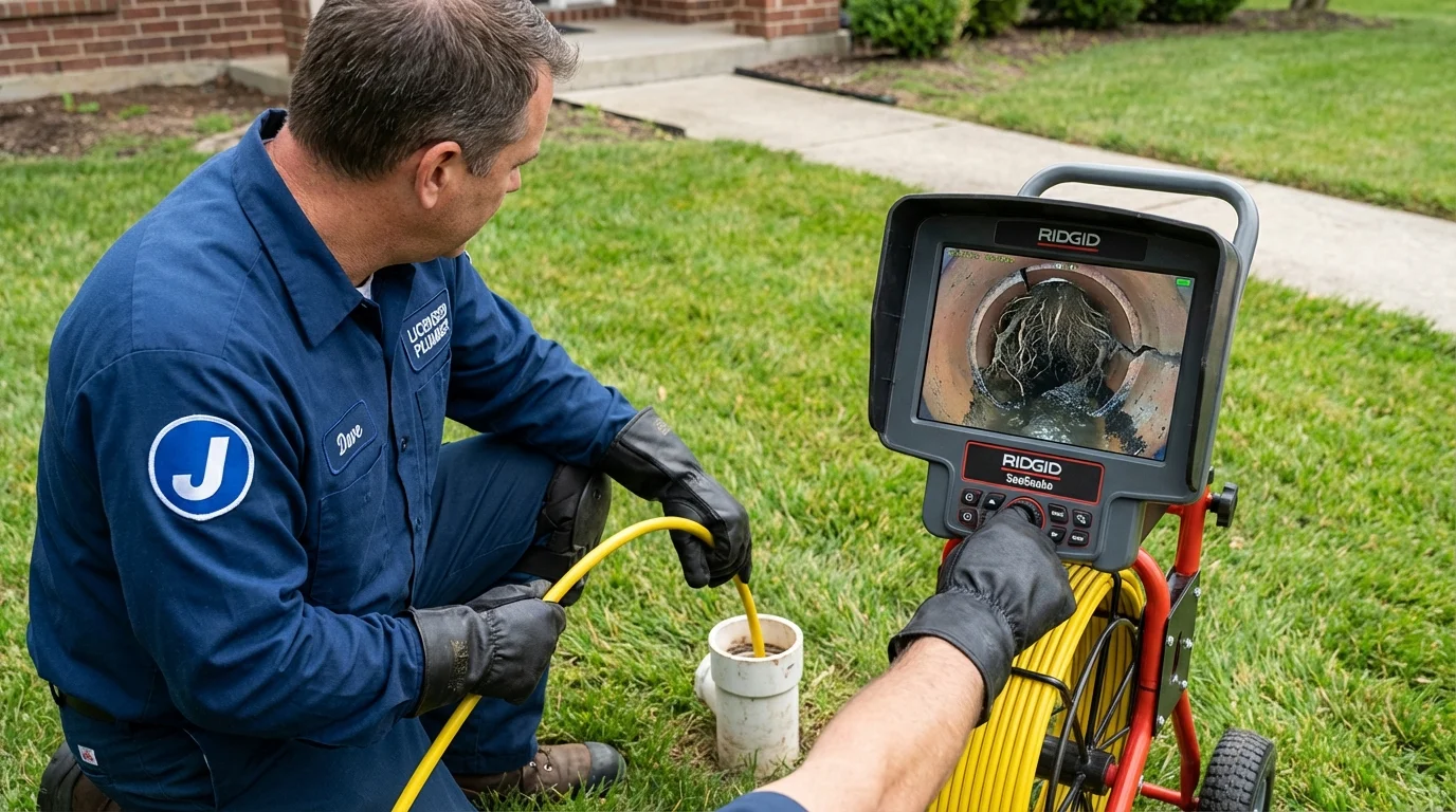 Sewer camera inspection being performed by Johns Plumbing LLC in Haw River
